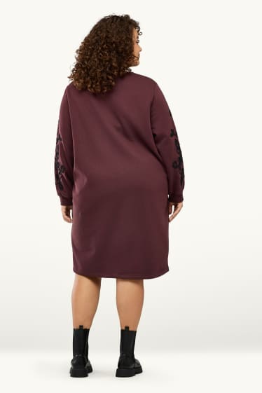 Dona - Vestit de dessuadora - straight fit - brodat - marró