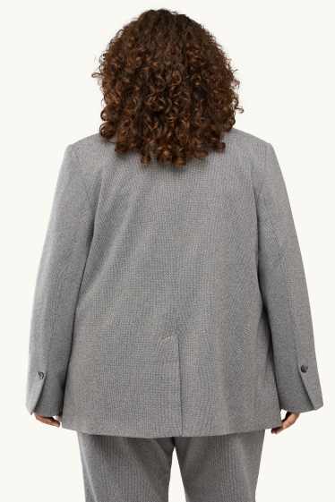 Femmes - Blazer long - regular fit - finition texturée - gris chiné
