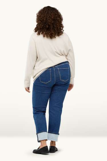 Damen - Straight Jeans - High Waist - dunkeljeansblau