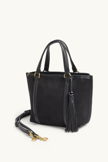 Femmes - Grand cabas avec bandoulière amovible - faux suède - marron