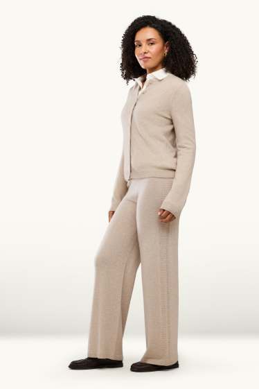 Femmes - Pantalon en cachemire - mid waist - straight leg - beige clair