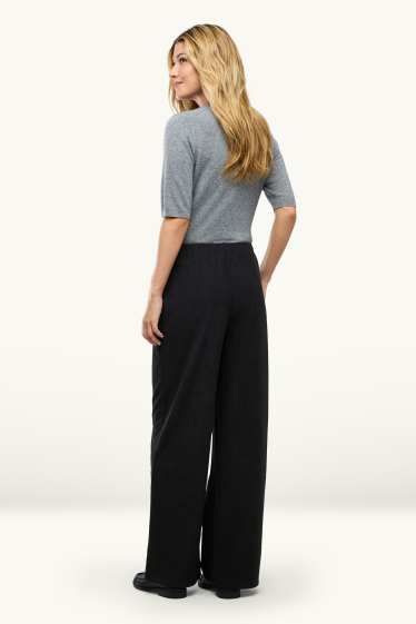 Donna - Pantaloni sportivi - a coste - nero