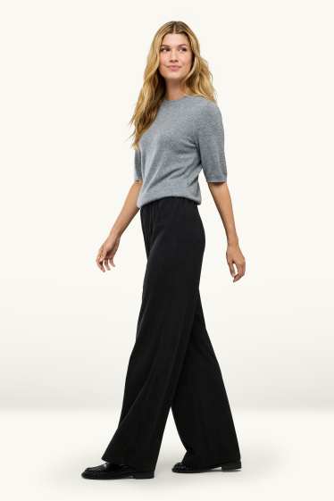Donna - Pantaloni sportivi - a coste - nero