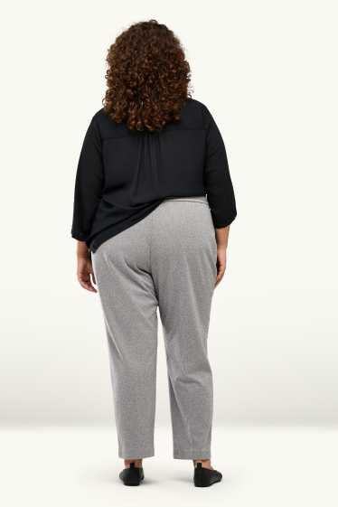 Femei - Pantaloni de stofă - talie înaltă - tapered fit - structurați - gri melanj