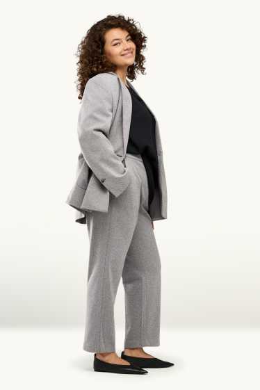 Femei - Pantaloni de stofă - talie înaltă - tapered fit - structurați - gri melanj