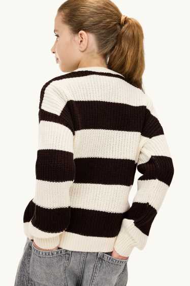 Enfants filles - Pull - à rayures - noir / blanc