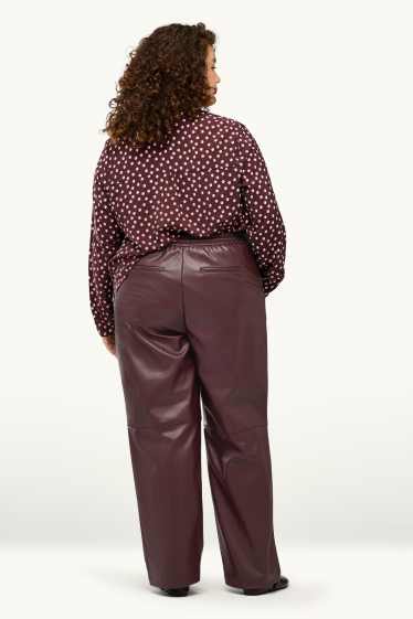 Femmes - Pantalon en toile - mid waist - straight leg - matière synthétique - bordeaux