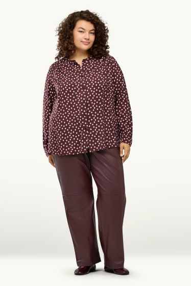 Femmes - Pantalon en toile - mid waist - straight leg - matière synthétique - bordeaux