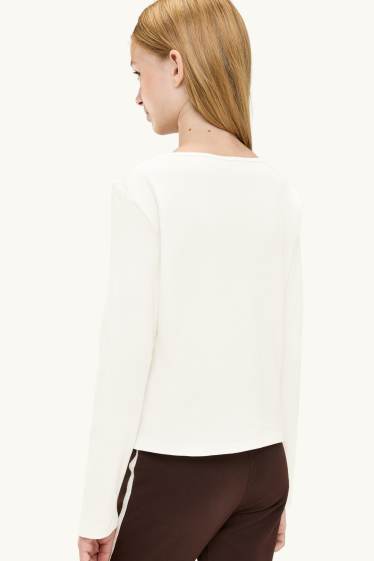 Enfants filles - Lot de 2 - hauts à manches longues - blanc crème