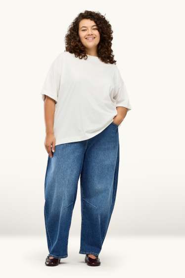 Damen - Barrel Jeans - High Waist - jeansblau