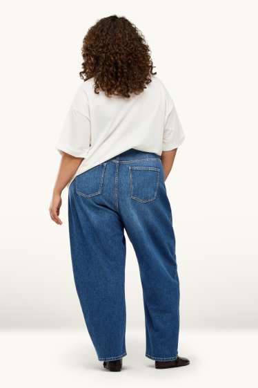 Damen - Barrel Jeans - High Waist - jeansblau