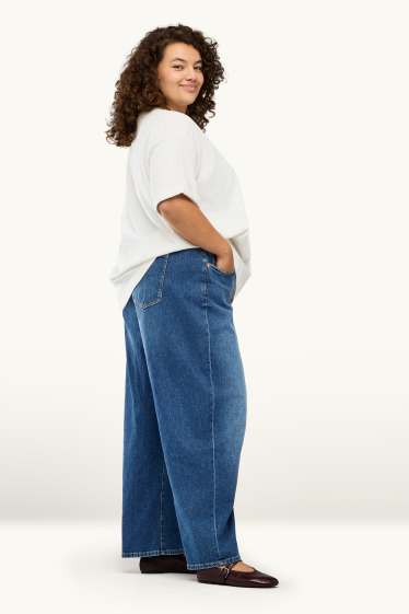 Damen - Barrel Jeans - High Waist - jeansblau