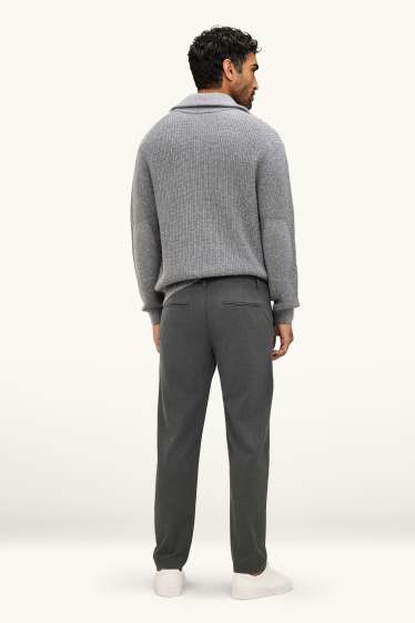 Pánské - Kalhoty chino - tapered fit - tmavě šedý melír