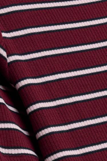 Damen - T-Shirt - Regular Fit - gestreift - gestreift - bordeaux / weiss
