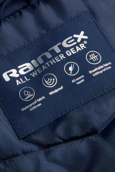 Kinder Jungen - Regenjacke mit Kapuze - gefüttert - wasserdicht - dunkelblau