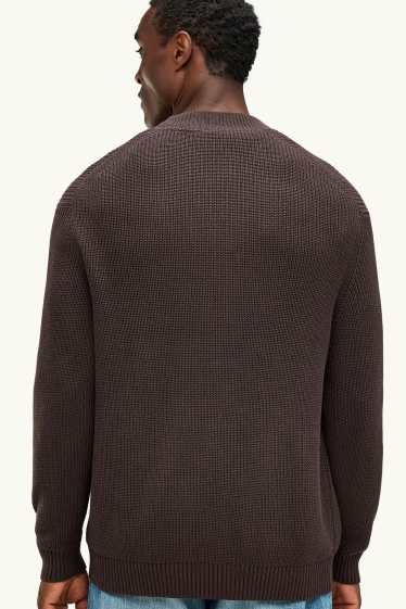 Uomo - Cardigan - a coste - marrone scuro