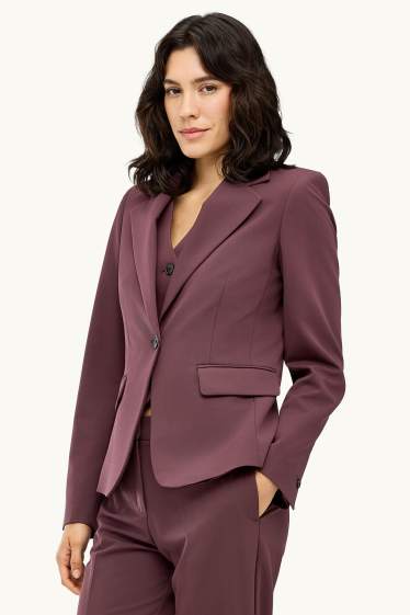 Femmes - Blazer de bureau - cintré - bordeaux