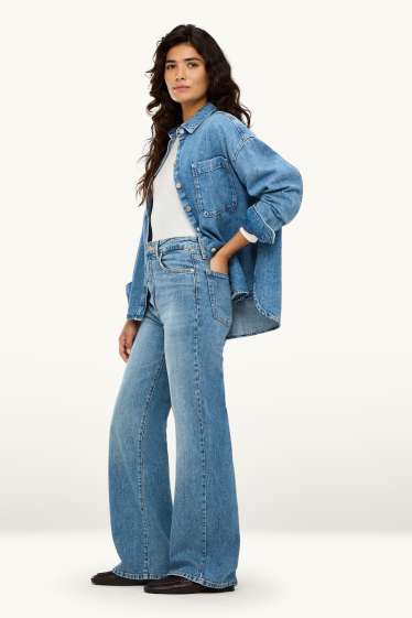 Femmes - Wide leg jean - high waist - jean bleu