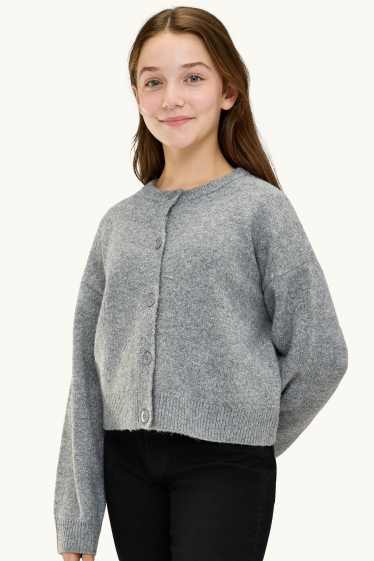 Enfants filles - Gilet en maille - gris