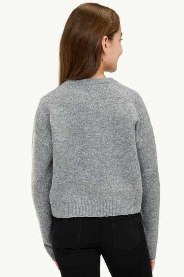 Enfants filles - Gilet en maille - gris