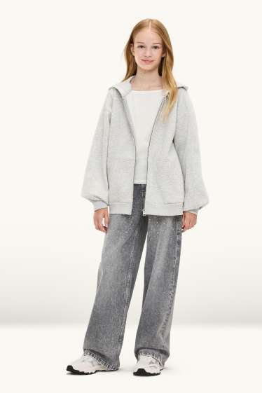 Nena - Wide Leg Jeans amb pedres d’estràs - gris/platejat