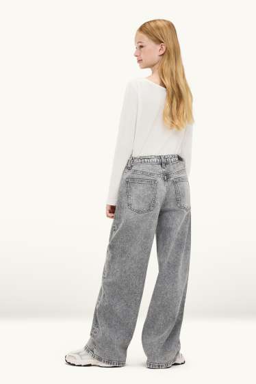 Nena - Wide Leg Jeans amb pedres d’estràs - gris/platejat