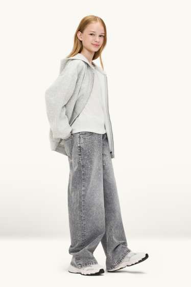 Nena - Wide Leg Jeans amb pedres d’estràs - gris/platejat