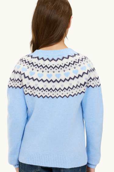 Bambine - Maglione - effetto brillante - azzurro