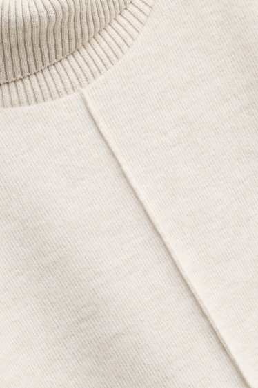 Damen - Rollkragentop - gerippt - beige