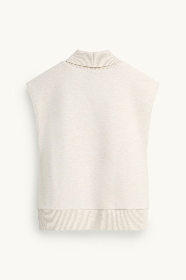 Damen - Rollkragentop - gerippt - beige