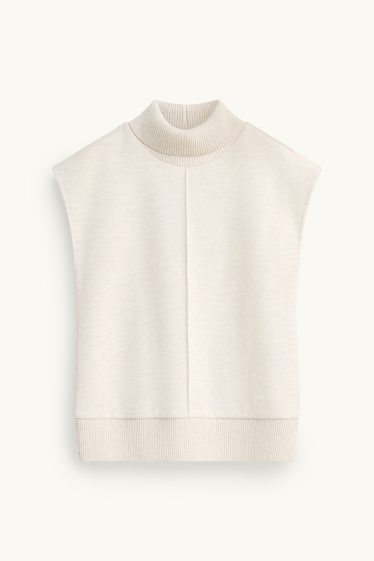 Damen - Rollkragentop - gerippt - beige
