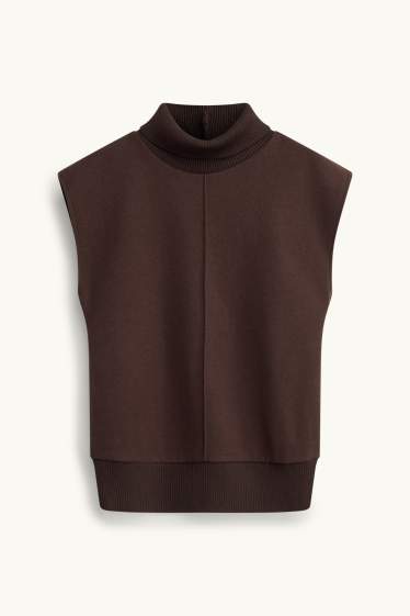 Damen - Rollkragentop - gerippt - braun