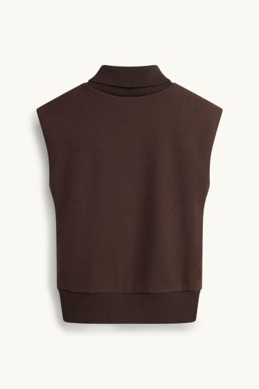 Damen - Rollkragentop - gerippt - braun