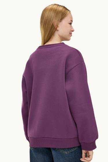 Kinderen: meisjes - CapyFun - sweatshirt - glanseffect - paars