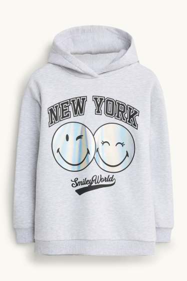 Nena - SmileyWorld® - dessuadora amb caputxa - efecte brillant - gris clar jaspiat