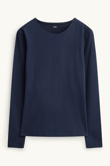 Femmes - Haut à manches longues - slim fit - bleu foncé