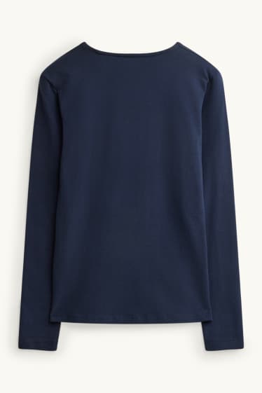 Femmes - Haut à manches longues - slim fit - bleu foncé