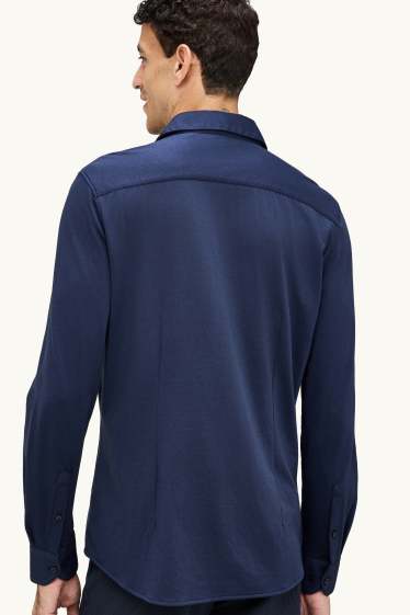 Herren - Businesshemd - Slim Fit - Button-under - Flex - bügelleicht - dunkelblau