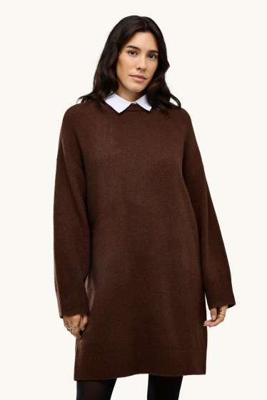 Donna - Vestito in maglia - straight fit - marrone
