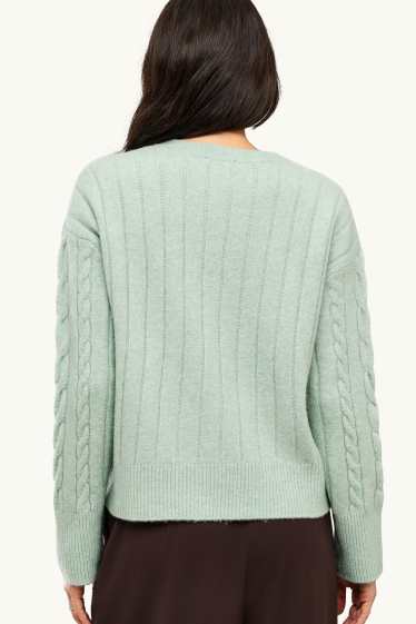 Femmes - Pull - motif tressé - vert clair