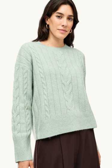 Femmes - Pull - motif tressé - vert clair
