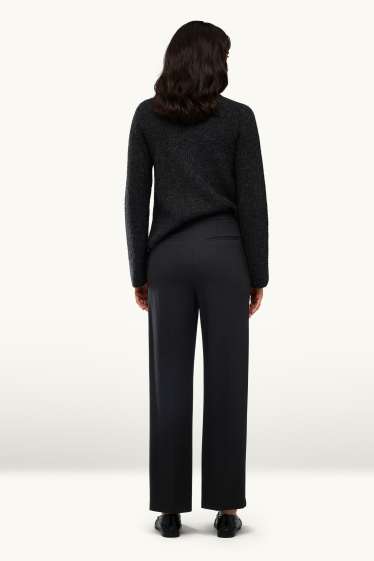 Femei - Pantaloni din jerseu - talie înaltă - straight fit - negru