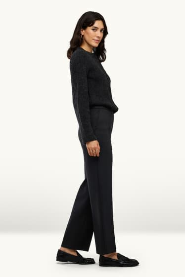 Femei - Pantaloni din jerseu - talie înaltă - straight fit - negru