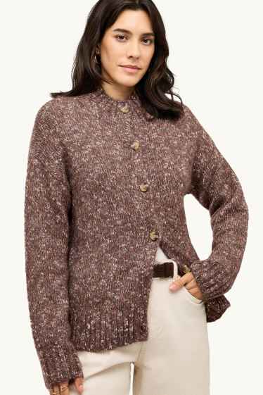 Women - Cardigan - brown-melange