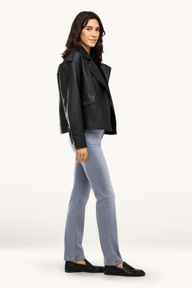 Femei - Straight jeans - talie medie - denim-albastru gri