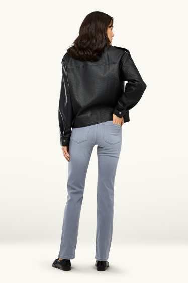 Femei - Straight jeans - talie medie - denim-albastru gri