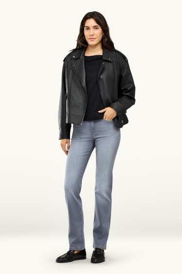 Femei - Straight jeans - talie medie - denim-albastru gri