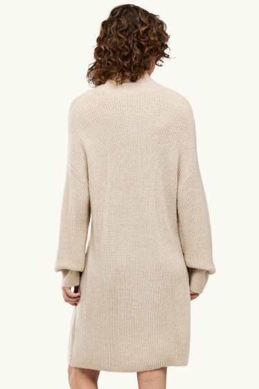 Damen - Strickkleid - Straight Fit - gerippt - beige