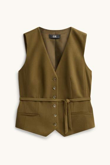 Dames - Business-gilet - slim fit - kaki