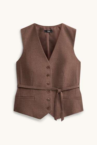 Dames - Business-gilet - slim fit - bruin